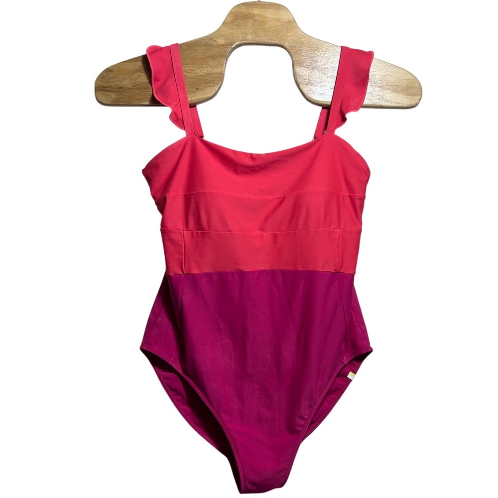 Summersalt The Ruffle Backflip Pink Colorblock One Piece Swimsuit Size 16